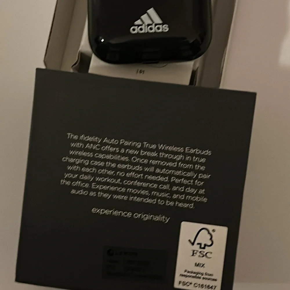 Auto Pairing True Wireless Earbuds Black with Adidas Logo